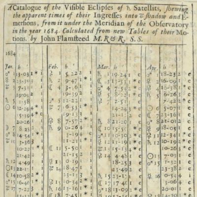 A letter from Mr. Flamsteed concerning the eclipses of Saturns satellit's [sic = Jupiter] for the year following 1684, with a catalogue of them, and informations concerning its use.