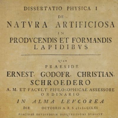 image for Dissertatio physica I de natura artificiosa in producendis et formandis lapidibus.