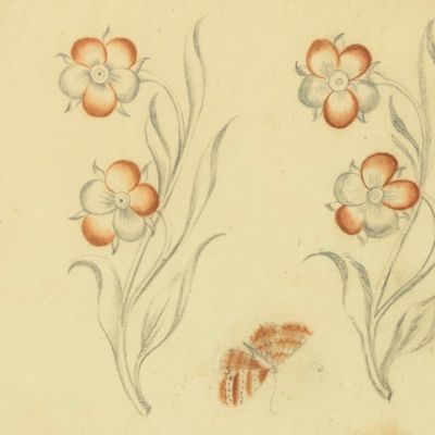 [18th-century floral design - daffodils and butterfly]