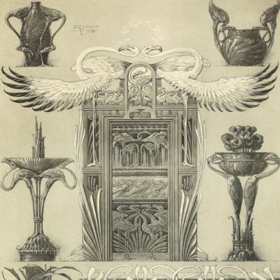 Das Thier in der decorativen Kunst. Plate 23 [Flamingo's and vases]