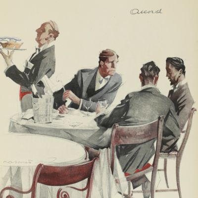 Aux amateurs de grands vins de Champagne en Belgique. [AND] An original drawing by Massonet.