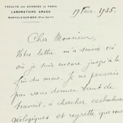 image for Letter to R. P. Dollfus.