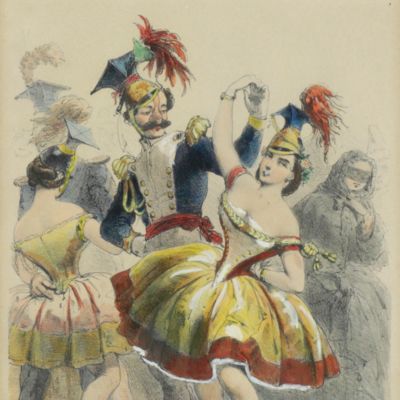 Au bal masqué. [two original, hand-coloured and signed prints]