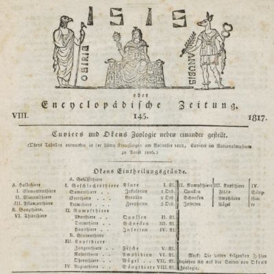 image for Cuviers und Okens Zoologie neben einander gestellt. Okens Tabellen entworfen in der Abtey Kreuzlingen am Bodensee 1812, Cuviers im Nationalmuseum zu Paris 1816.