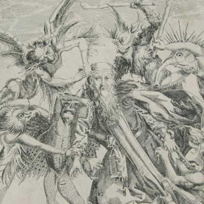 image for S. Anthonius [Saint Anthony] tormented by demons. [After Martin Schongauer].