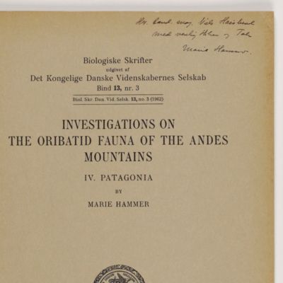 Investigations on the oribatid fauna of the Andes Mountains. I. The Argentine and Bolivia. II Peru. III. Chile. IV. Patagonia. [Complete].