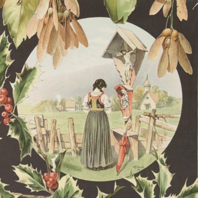 Die Pflanze in der decorativen Kunst. Plate 79 [roadside shrine with holly and maple].