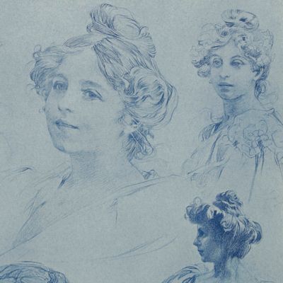 Documents décoratifs. Planches 21 et 22. [Female beauty in blue - posters for <em>Art et Décoration Revue mensuelle d'Art moderne</em>].