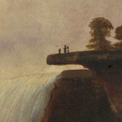 Early view of Niagara Falls. [Oil on paper].