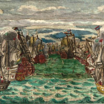 18th-century ships at sea.