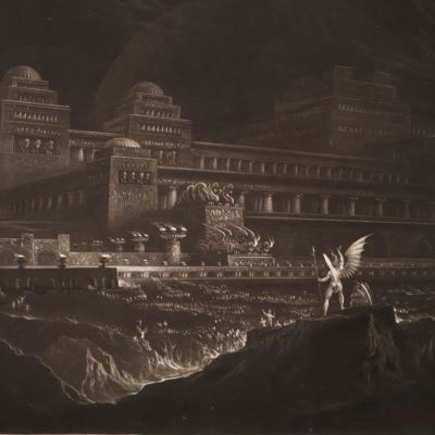 Paradise lost. Pandemonium. Large(st) mezzotint plate from the large-size edition.