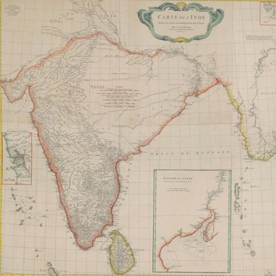 Carte de l'Inde. Dressée pour la Compagnie des Indies par le Sr. d'Anville, Secretaire de S.A.S. Mgr. le Duc d'Orléans. Paris, Novembre 1752.