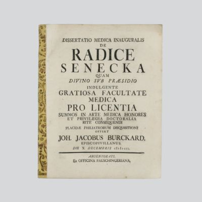 image for Dissertatio medica inauguralis de Radice Senecka.