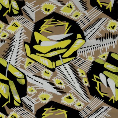 Original Art Deco design for wallpaper and/or textiles. ["Cactus Flowers"]