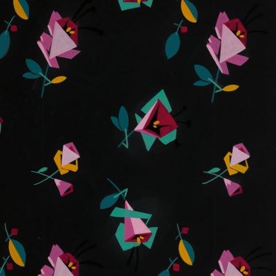 Original Art Deco design for wallpaper and/or textiles. ["Cubist" flowers].