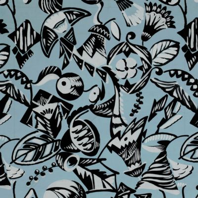 Original Art Deco design for wallpaper and/or textiles. ["Blue fruit and flowers"]